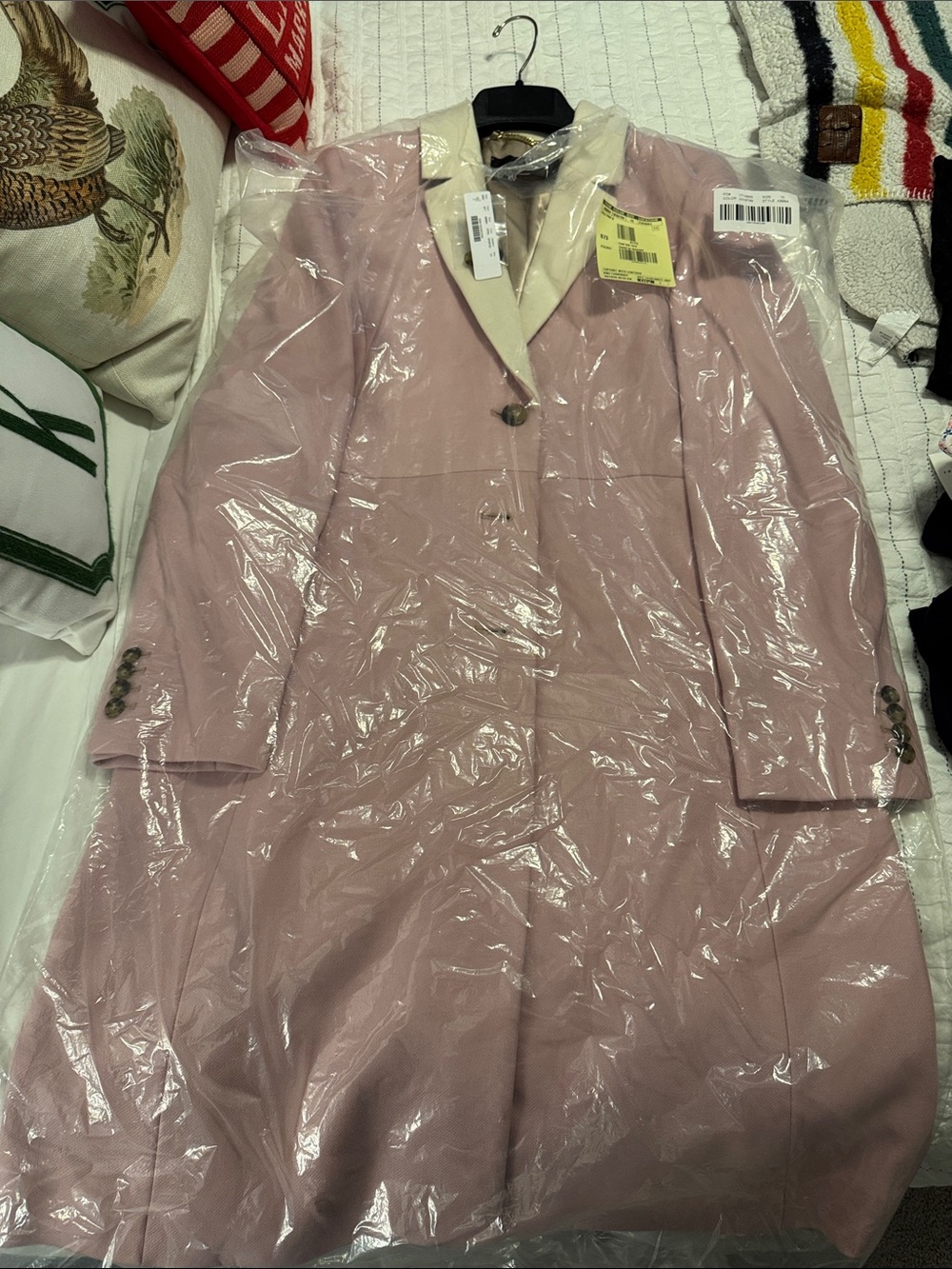 J. Crew Pink Coat with Cream Collar
